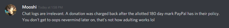 Fan: "Chat logs are irrelevant."